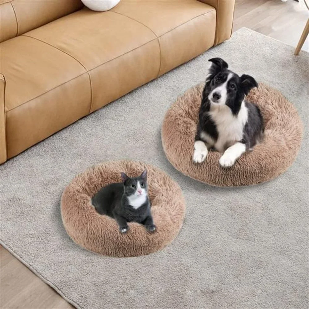 Round Cat Bed and Calming Dog Beds for Small Medium Dogs, Cat Bed for Indoor Cat